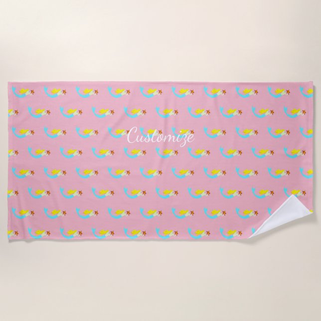 Toalha De Praia Sereia Blona com Star Thunder_Cove (Frente)