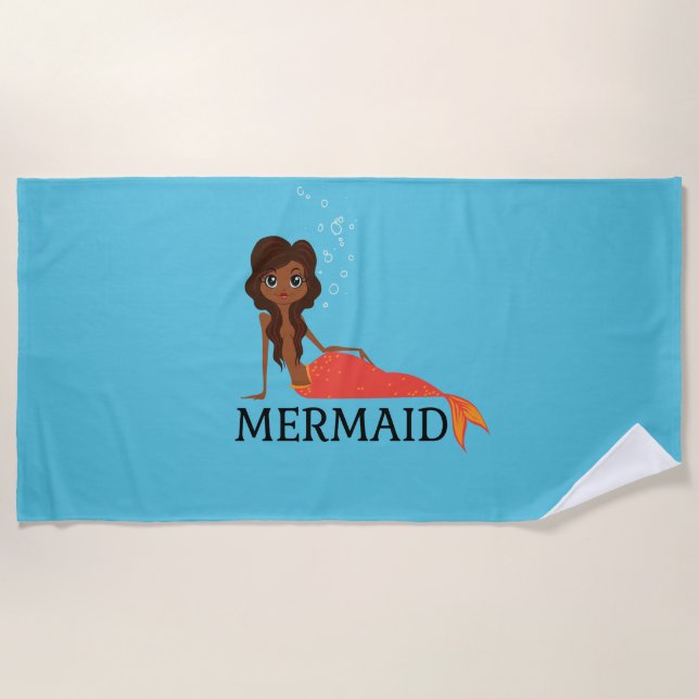 Toalha De Praia Sereia Bonita (Linda Menina Negra) (Frente)