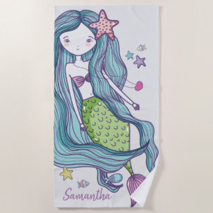 Toalha De Praia Sereia Crianças Personalizado