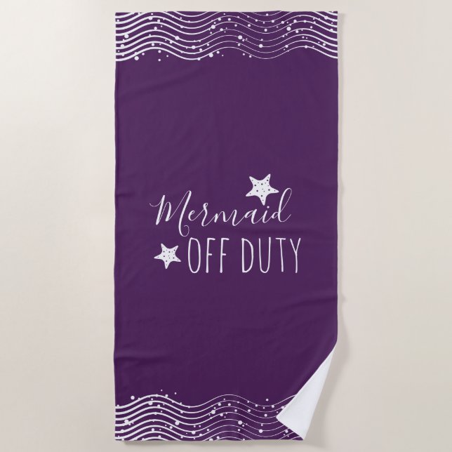 Toalha De Praia Sereia Desligada com StarFish e Ondas (Frente)