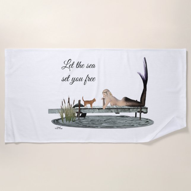 Toalha De Praia Sereia Em Boat Dock Beach Towel (Frente)