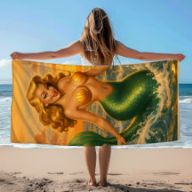 Sereia Pin-Up Loira da Praia | Mermaidcore Costeir