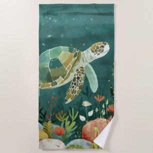 Toalha De Praia Serene Sea Turtle: Oásis Submarino
