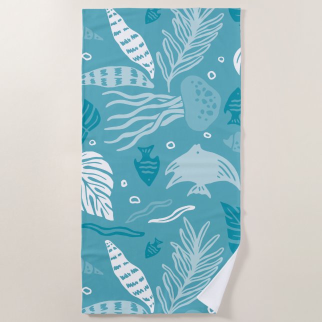 Toalha De Praia "Serenidade Oceânica" Sea Blue Beach Towel (Frente)