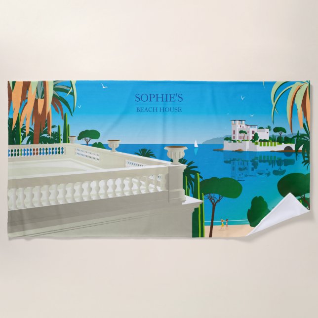 Toalha De Praia Serviette de Plage "Beach house" (Frente)