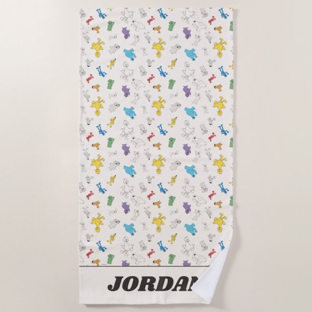 Toalha De Praia Sésamo Street Pals | Adicione seu nome (Frente)