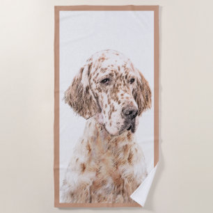 Toalha De Praia Setter Inglês Laranja Belton - Pintura de Cão