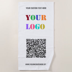 Toalha De Praia Seu código QR Texto personalizado Logotipo da empr
