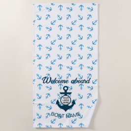 Toalha De Praia Seu logotipo aqui ancora o verão náutico moderno