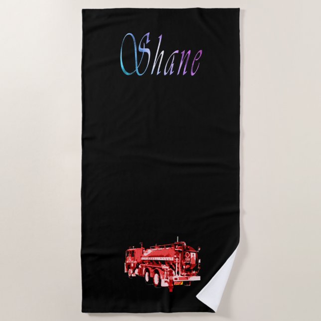 Toalha De Praia Shane Name Com Motor De Fogo, (Frente)