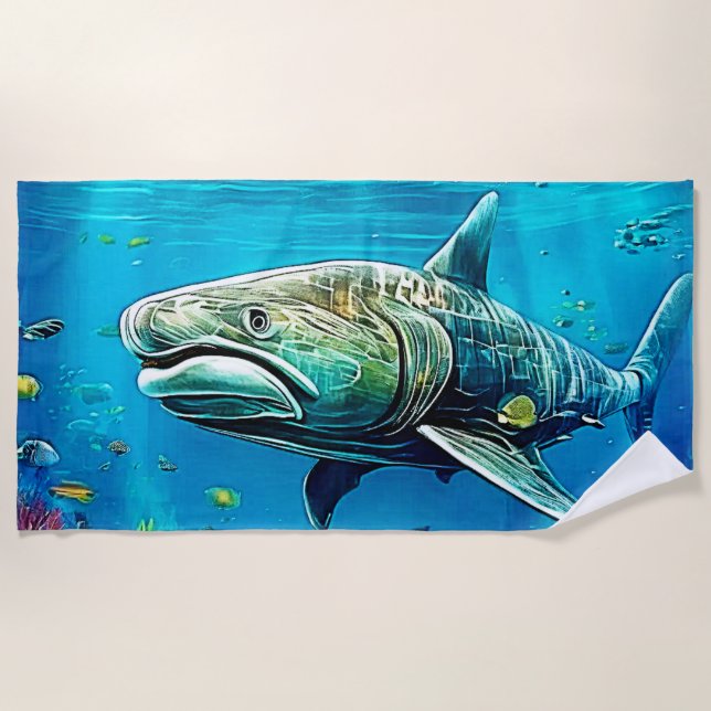 Toalha De Praia Shark Ocean Predator Art (Frente)