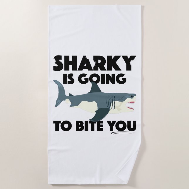 Toalha De Praia Sharky Vai Mordê-Lo Design - Beach Towel (Frente)
