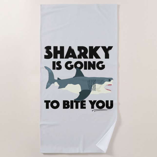 Toalha De Praia Sharky Vai Mordê-Lo Design - Beach Towel (Frente)