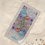 Toalha De Praia Shell Personalizado<br><div class="desc">Esta toalha de praia é decorada com um padrão de mosaico de concha. Personalize-o com seu nome e monograma. Porque nós criamos nosso próprio trabalho de arte você não encontrará essa imagem exata de outros designers. Mosaico original © Michele Davies.</div>
