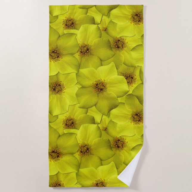 Toalha De Praia Shrubby Cinquefoil Padrão Sem Costura (Frente)