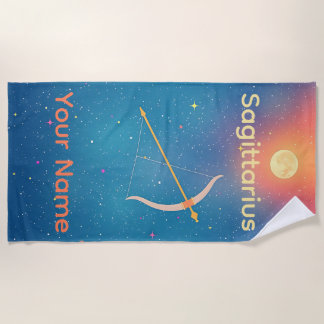 Toalha De Praia Signo de Astronomia Sagitário Personalizado