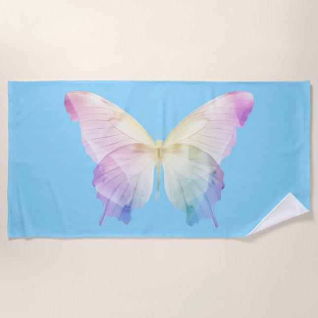 Toalha De Praia Silhueta borboleta em cores (Frente)