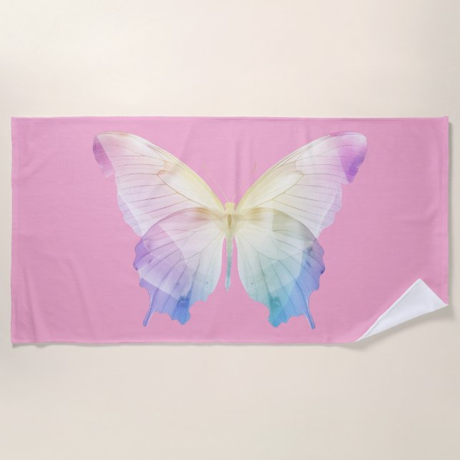 Toalha De Praia Silhueta borboleta em cores (Frente)
