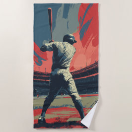Toalha De Praia Silhueta de Jogador de Beisebol Vintage – Estádio 