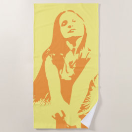 Toalha De Praia Silhute de moça de dança laranja fascinável