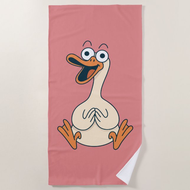 Toalha De Praia Silly Goose, Quirky, Funny Cartoon Goose (Frente)