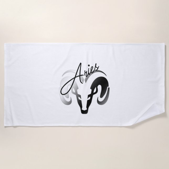 Toalha De Praia Silver Aria o Ram Zodiac (Frente)