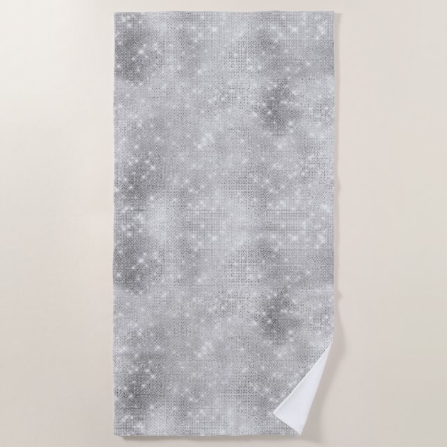 Toalha De Praia Silver Glitzy Chic Glam Sparkle (Frente)
