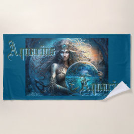 Toalha De Praia Símbolo Aquarius Zodiac