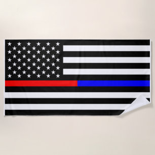 Toalha De Praia símbolo azul vermelho-fino da polícia bombeiros 