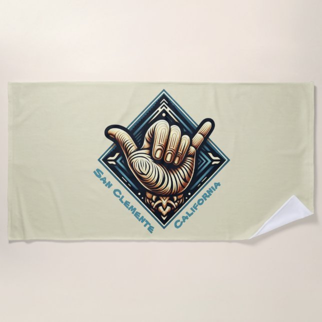 Toalha De Praia Símbolo da Mão de Surfer (Frente)