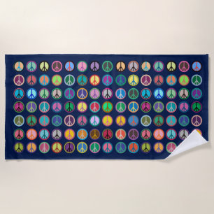 Toalha De Praia Símbolos de paz coloridos