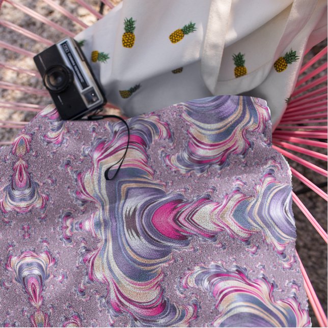 Toalha De Praia Simetria Fractal Espiral Rosa abstrato púrpura (Criador carregado)