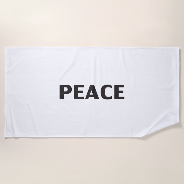 Toalha De Praia Simples branco preto da paz (Frente)