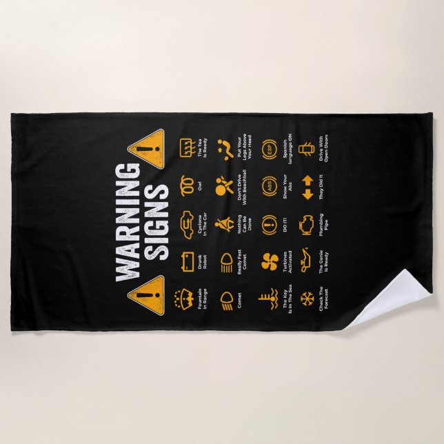 Toalha De Praia Sinais de aviso de condução engraçados 101 Present (Frente)