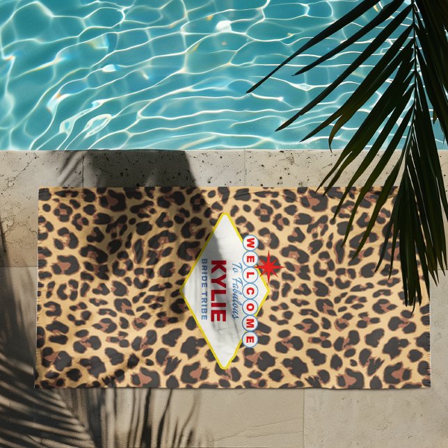 Toalha De Praia Sinal de Vegas Personalizado Impressão Leopardo (Criador carregado)