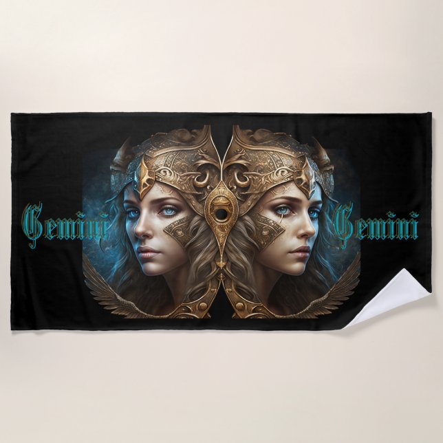 Toalha De Praia Sinal Gemini Zodiac (Frente)