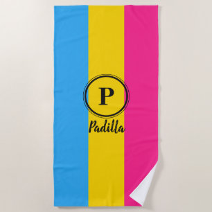 Toalha De Praia Sinalizador do Orgulho Pansexual Monograma Persona