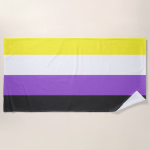 Toalha De Praia Sinalizador Enby (Orgulho Não-Binário)