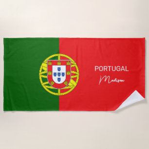 Toalha De Praia Sinalizador Português de Nome Personalizado
