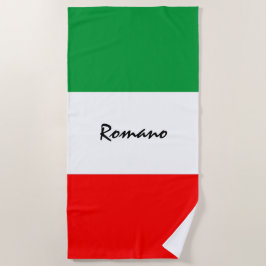 Toalha De Praia Sinalizador Tricolore Italiano de Itália com Nome