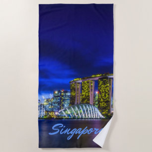 Toalha De Praia Singapura City Skyline À Noite