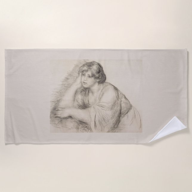 Toalha De Praia Sitting Girl (por Pierre-Auguste Renoir) (Frente)