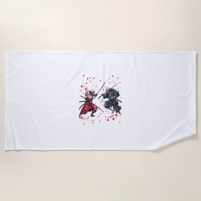 Toalha De Praia Skull Samurai Duel (Frente)