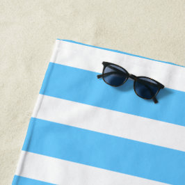 Toalha De Praia Sky Blue and White Cabana Stripes 