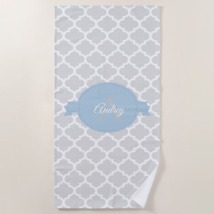 Toalha De Praia Sky Blue Quatrefoil Personalizado Beach Towel