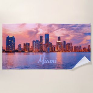 Toalha De Praia Skyline City da Flórida de Miami