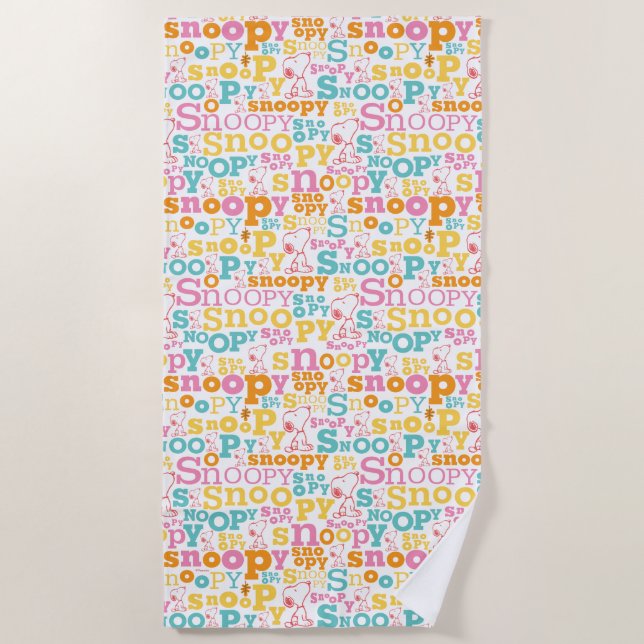 Toalha De Praia Snoopy Pastel Text Pattern (Frente)