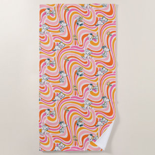 Toalha De Praia Snoopy & Woodstock Groovy Vibes Padrão Laranja