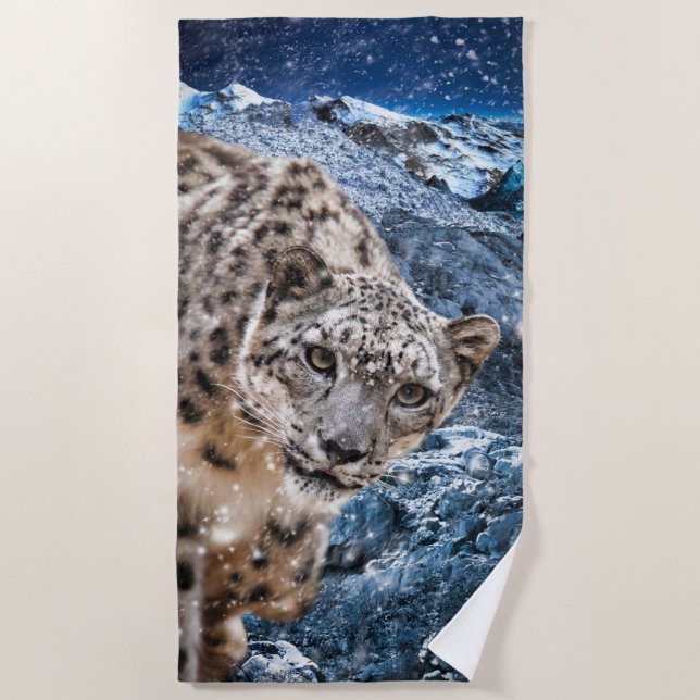 TOALHA DE PRAIA SNOW LEOPARD CLOUD WALKER (Frente)