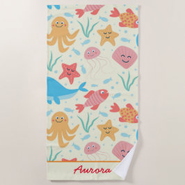 Toalha De Praia Sob o Mar, Criaturas Coloridas Engraçadas, Persona